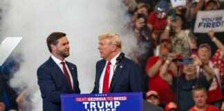 A political rally featuring Donald Trump and JD Vance.