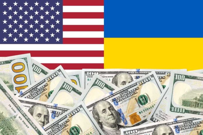 shutterstock_2547052533.jpg featured image US and Ukrainian flags with US dollar bills