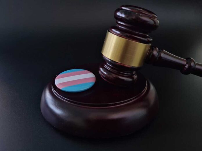 shutterstock_2393640907.jpg featured image Gavel with transgender flag badge on black surface