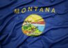 Montana state flag with emblem and text