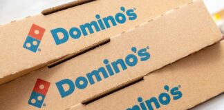 Stack of Domino's pizza boxes