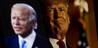 Joe Biden and Donald Trump side by side images.