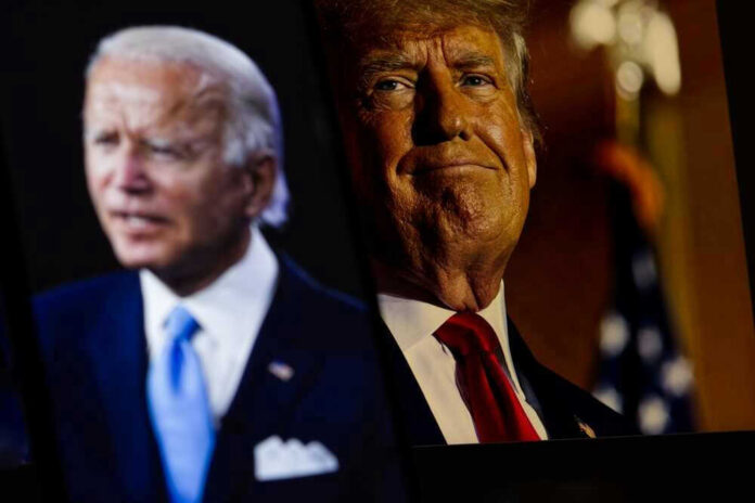 Joe Biden and Donald Trump side by side images.