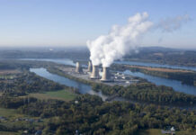 Aerial view of Three Mile Island