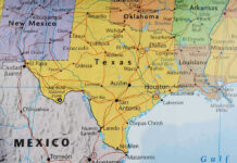 Map of Texas and surrounding states.