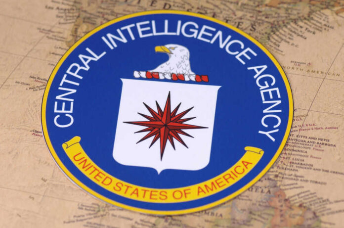 Central Intelligence Agency emblem on a world map.