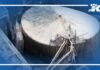 Aerial footage shows ruptured tank at paper mill