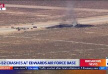 B-52 bomber crashes shortly after takeoff at Edwards Air Force Base, officials say