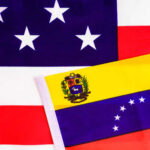 Flags of Venezuela and the United States displayed together