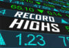 Stock market numbers displaying Record Highs