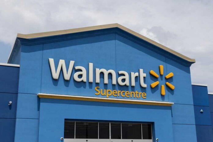 Walmart Supercentre exterior with blue facade and logo