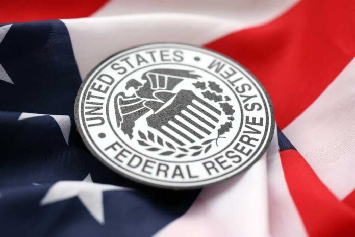 Kyiv,,Ukraine,-,October,7,,2025,Us,Federal,Reserve,System Federal Reserve System emblem on an American flag
