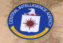 Central Intelligence Agency emblem on a world map.